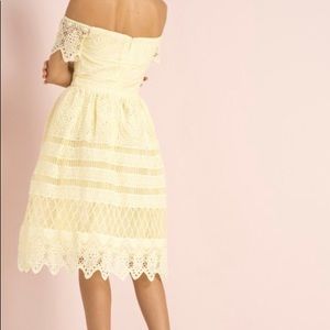 Chi Chi London Lemon Off the Shoulder Dress